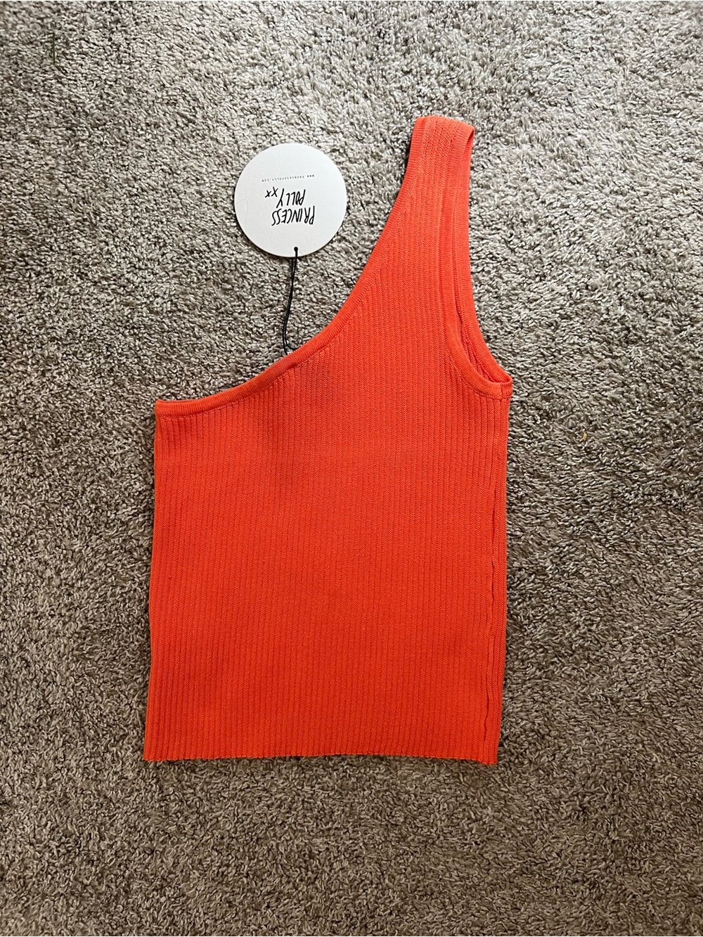Princess Polly One-Shoulder Ribbed Tank - Orange - Picture 4 of 4